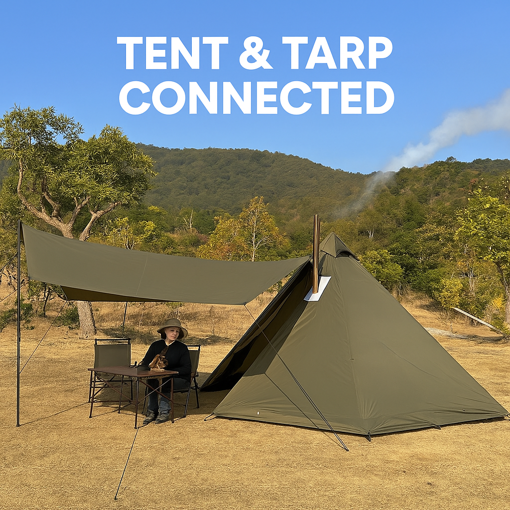 All-Season Pyramid Hot Tent – 4-Person Lightweight Shelter with Stove Jack