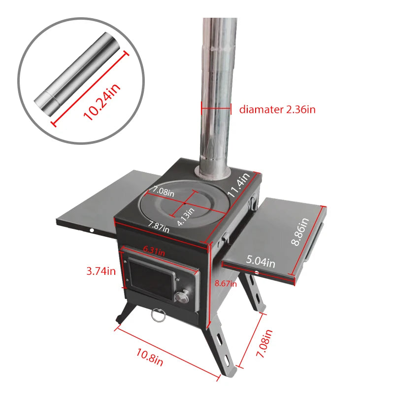 Premium Black Outdoor Camping Wood Stove