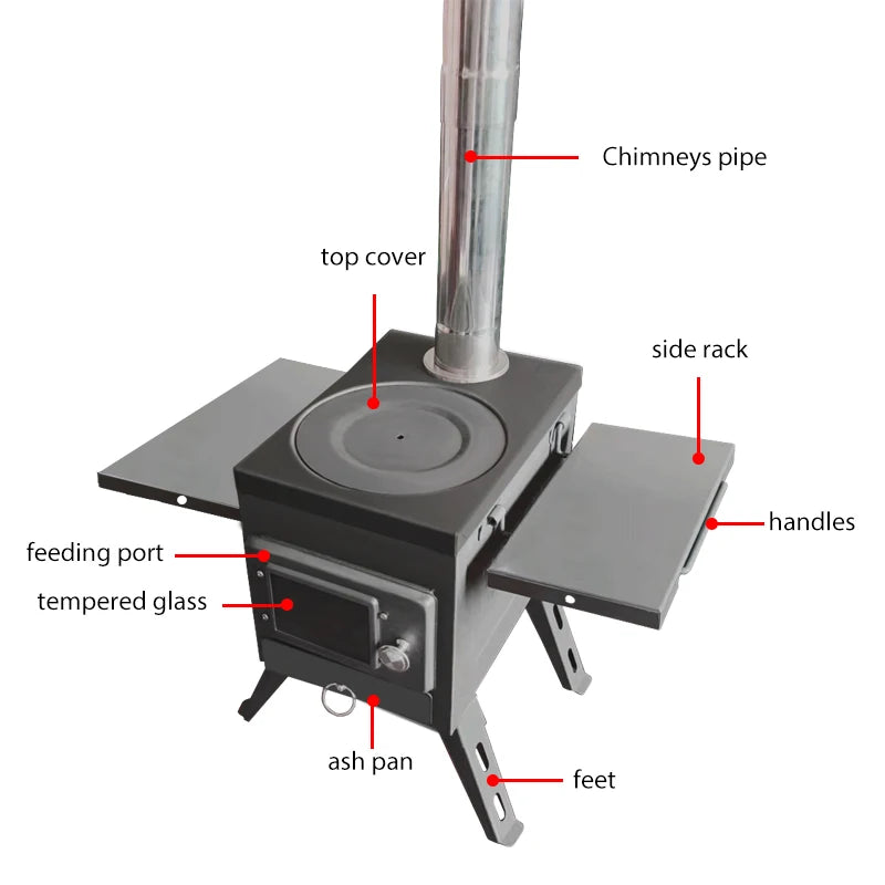 Premium Black Outdoor Camping Wood Stove