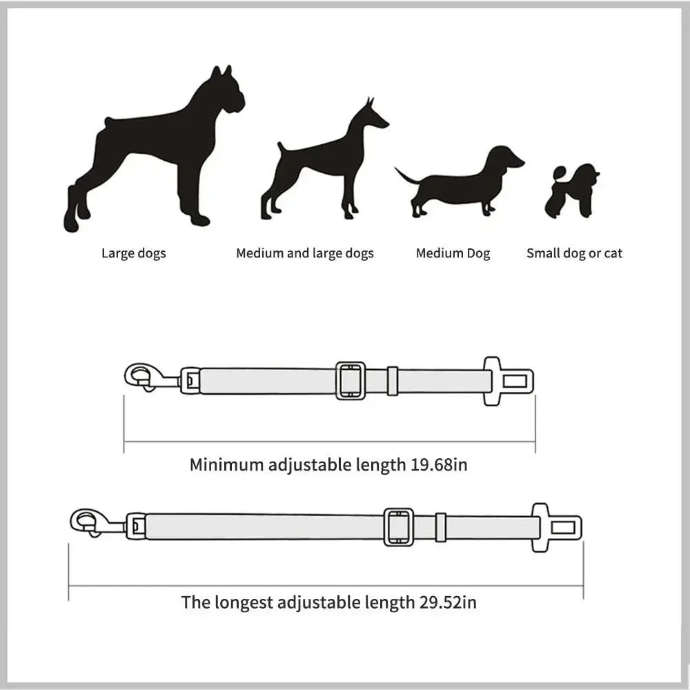 Adjustable Pet Car Seat Leash — Secure, Comfortable & Travel-Ready