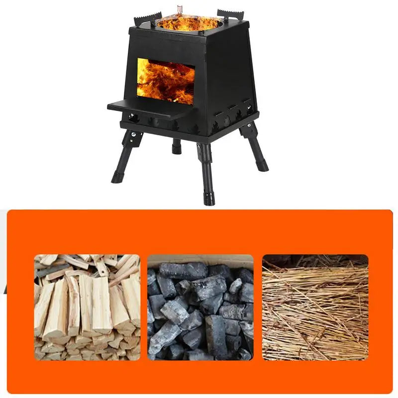 Portable Stainless Steel Wood-Burning Camping Stove — Foldable, Durable & Efficient