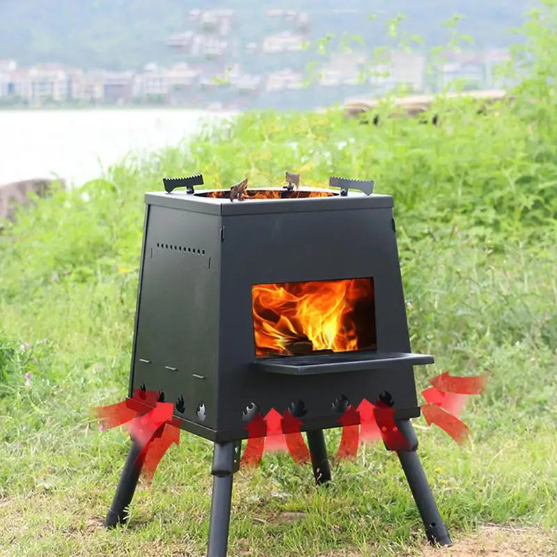 Portable Stainless Steel Wood-Burning Camping Stove — Foldable, Durable & Efficient