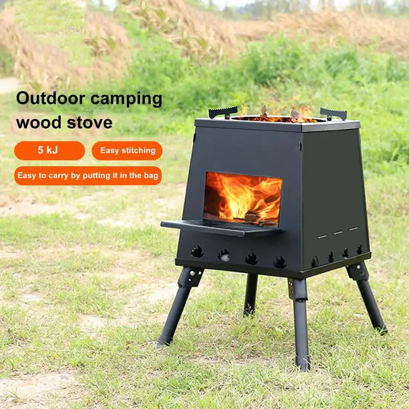 Portable Stainless Steel Wood-Burning Camping Stove — Foldable, Durable & Efficient