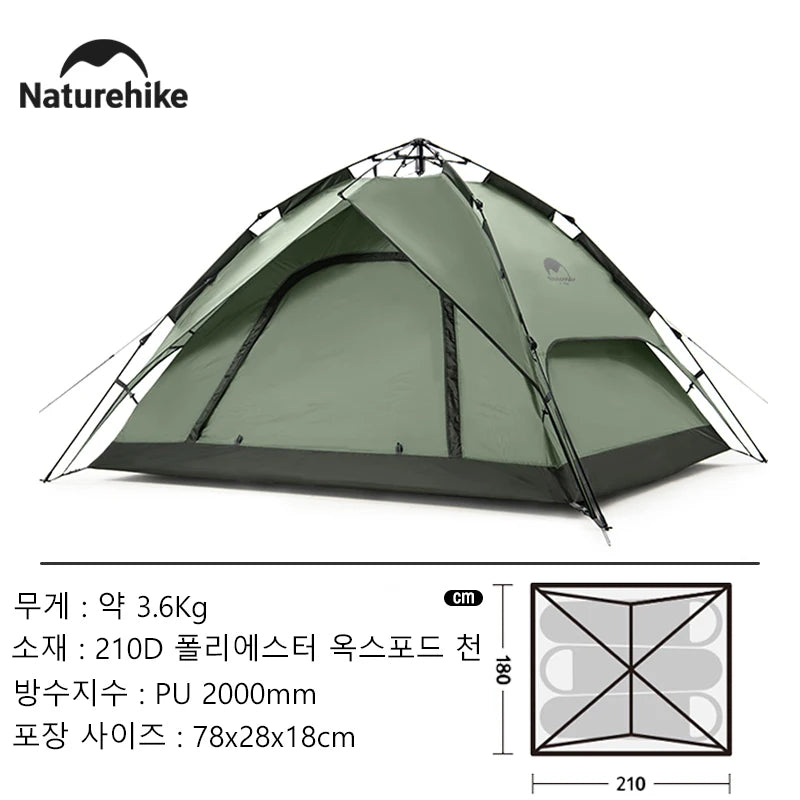 Naturehike automatic pop-up tent — Quick Setup, Waterproof, and Breathable
