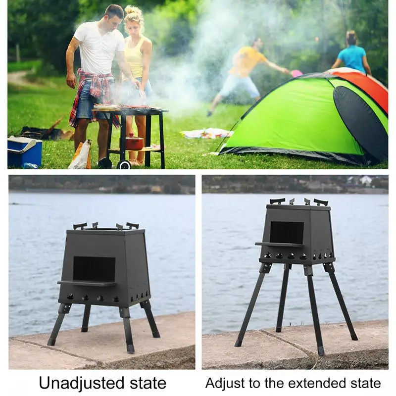 Portable Stainless Steel Wood-Burning Camping Stove — Foldable, Durable & Efficient