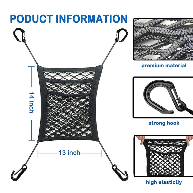 Car Net Divider – Pet Safety Barrier with Storage Options