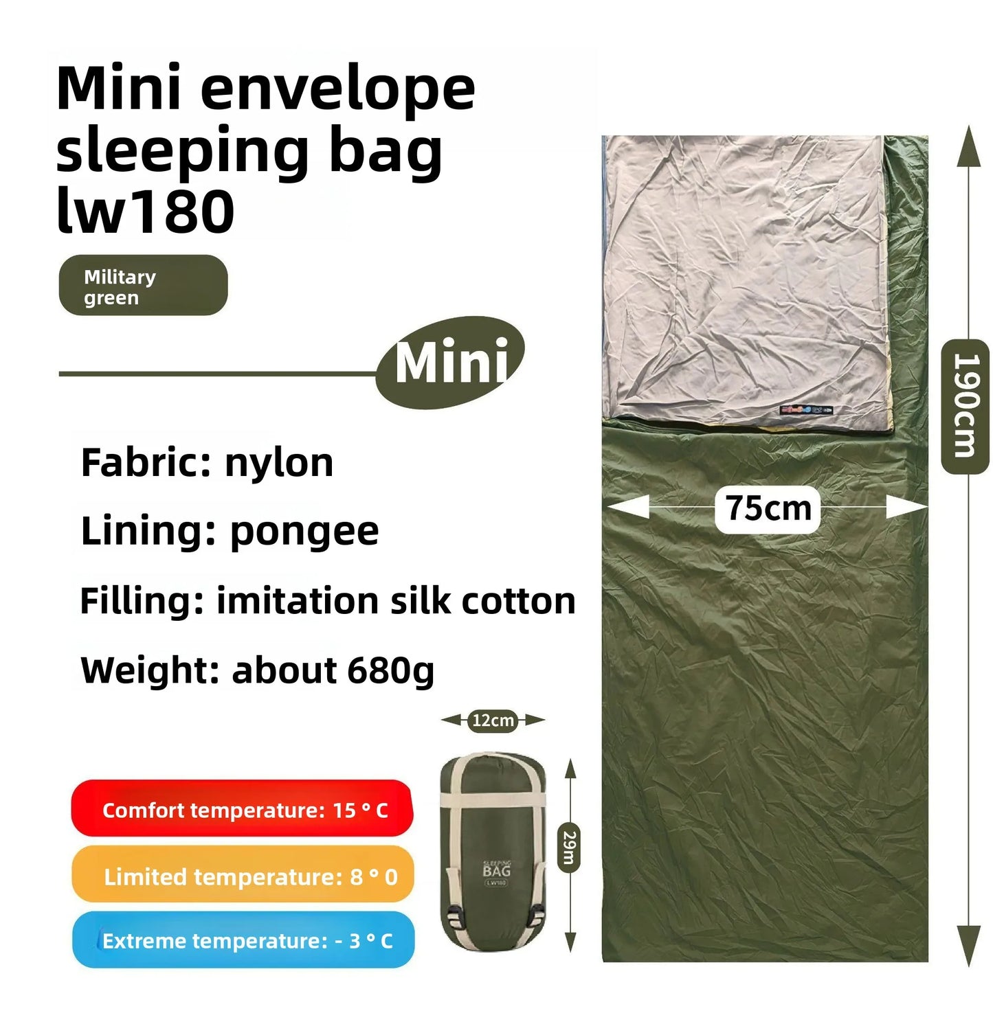 Ultralight Compact Sleeping Bag – Portable 3-Season Warmth for Camping, Hiking & Travel