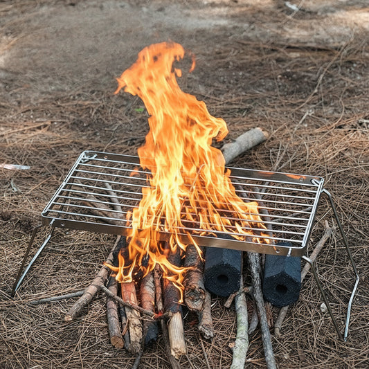 Folding Stainless Steel BBQ Grate – Portable Outdoor Cooking Surface