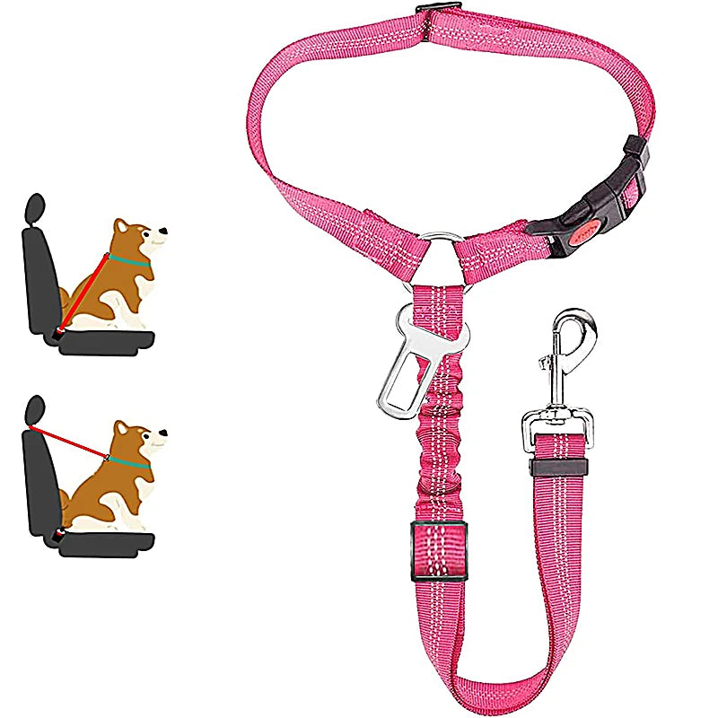 2 in 1 Solid Dog Harness Leash Pet Car Seat Belt Heavy Duty Elastic Safety Belt Adjustable for Kitten Dogs Collar Pet Accessorie