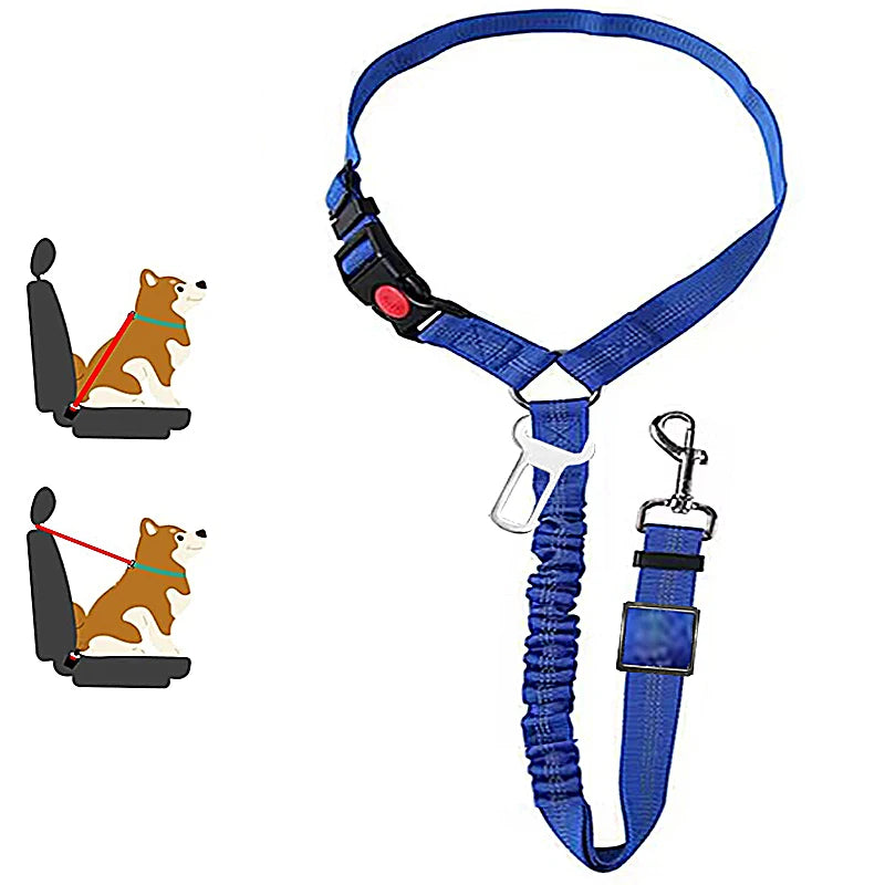 2 in 1 Solid Dog Harness Leash Pet Car Seat Belt Heavy Duty Elastic Safety Belt Adjustable for Kitten Dogs Collar Pet Accessorie