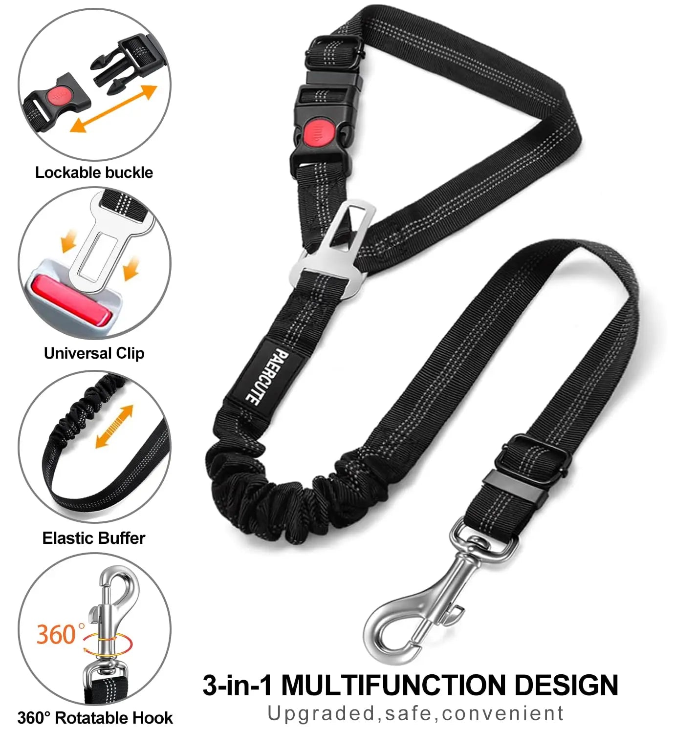 2 in 1 Solid Dog Harness Leash Pet Car Seat Belt Heavy Duty Elastic Safety Belt Adjustable for Kitten Dogs Collar Pet Accessorie